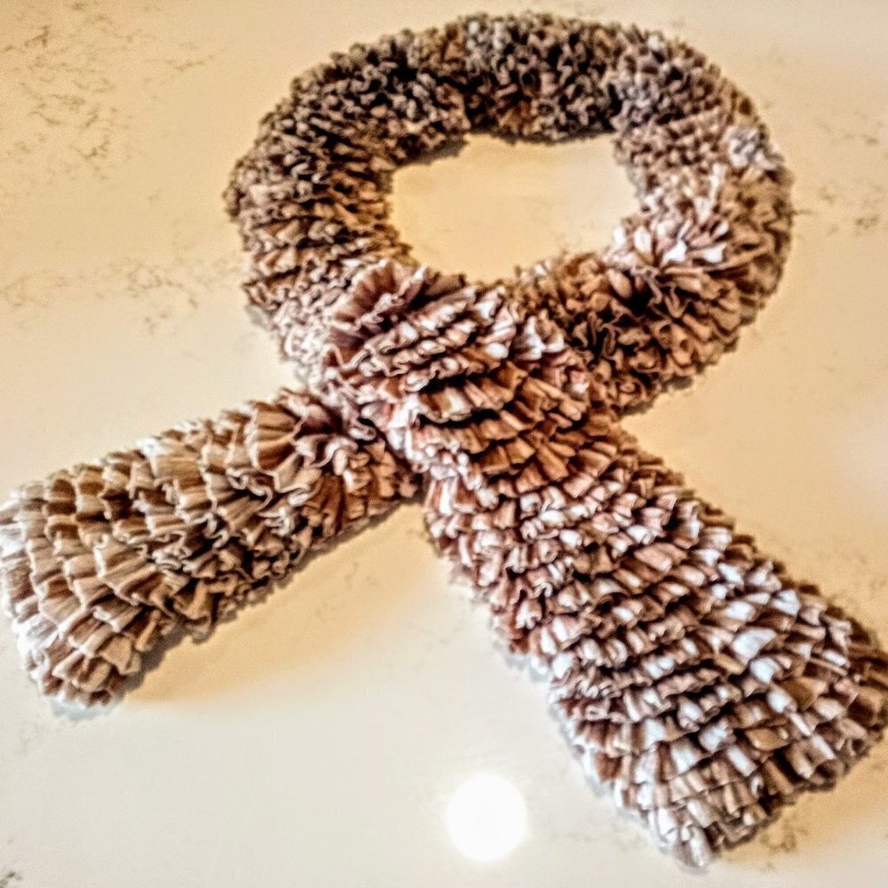 Brown Ruffle Woven Oblong Scarf